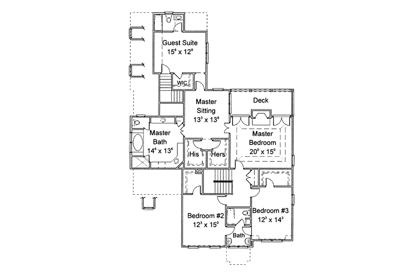 Home Plan - Floor Plan - Upper Floor for Colonial House Plan #429-265 - 5 bed, 4.5 bath