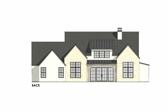 Exterior - Rear Elevation 1 for European House Plan #1096-89 - 4 bed, 3 bath