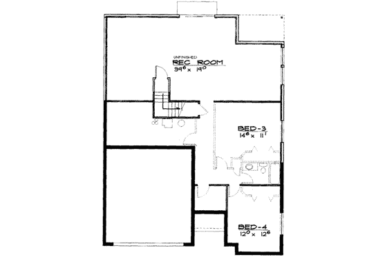 Floor Plan - Lower Floor for Traditional House Plan #308-144 - 2 bed, 2 bath