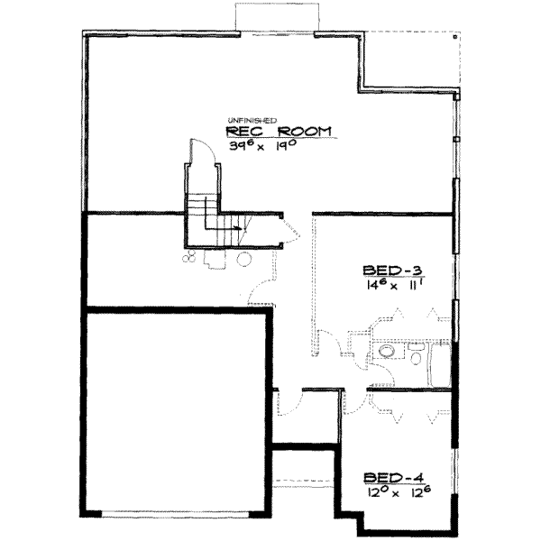 Traditional Floor Plan - Lower Floor Plan #308-144