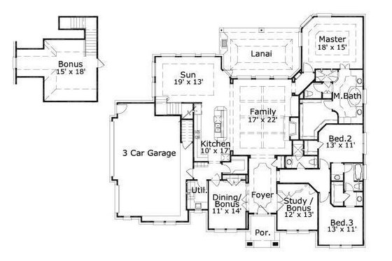 Floor Plan - Main Floor for Colonial House Plan #411-723 - 4 bed, 2.5 bath