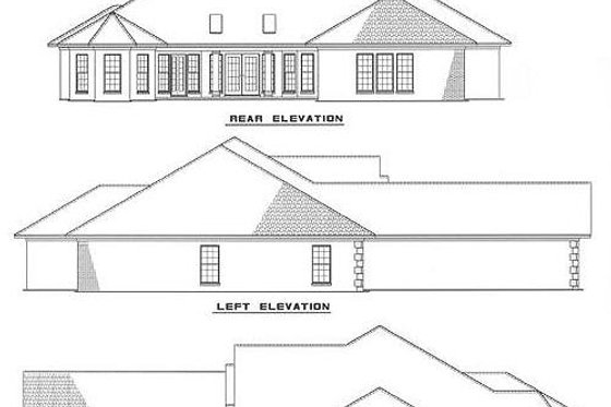 Exterior - Rear Elevation for Southern House Plan #17-112 - 4 bed, 3.5 bath