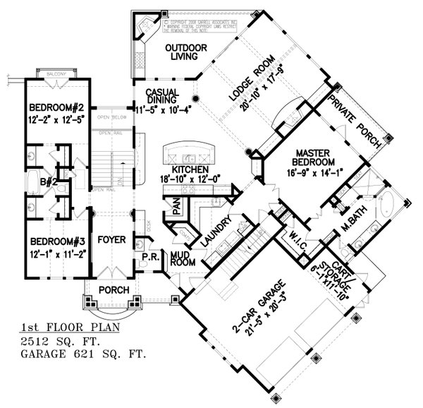 Craftsman Floor Plan - Main Floor Plan #54-437