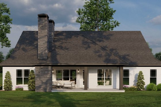 Exterior - Rear Elevation for European House Plan #17-2574 - 3 bed, 2.5 bath