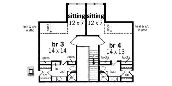 Southern Floor Plan - Upper Floor Plan #45-171