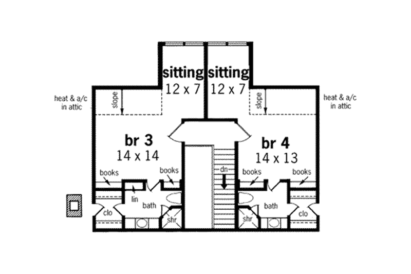 Home Plan - Floor Plan - Upper Floor for Southern House Plan #45-171 - 4 bed, 4 bath