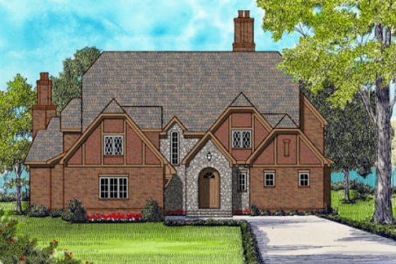 Exterior - Front Elevation for European House Plan #413-864 - 4 bed, 5 bath