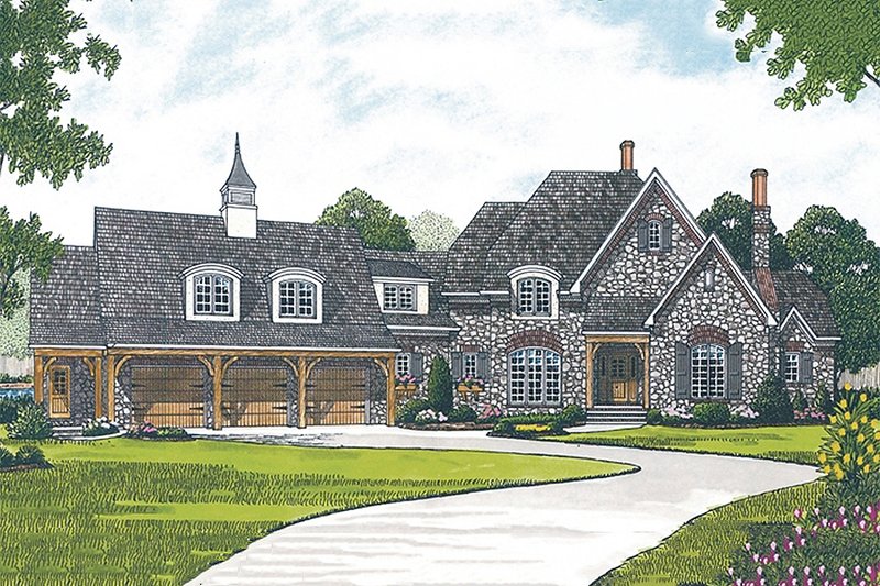 Dream House Plan - Exterior - Front Elevation 4 for European House Plan #453-42 - 3 bed, 4.5 bath