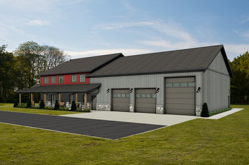 Architectural House Design - Exterior - Other Elevation 1 for Barndominium House Plan #1084-15 - 4 bed, 2.5 bath