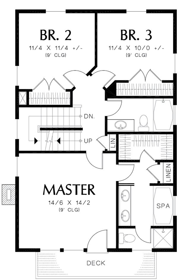 Colonial Floor Plan - Upper Floor Plan #48-1008