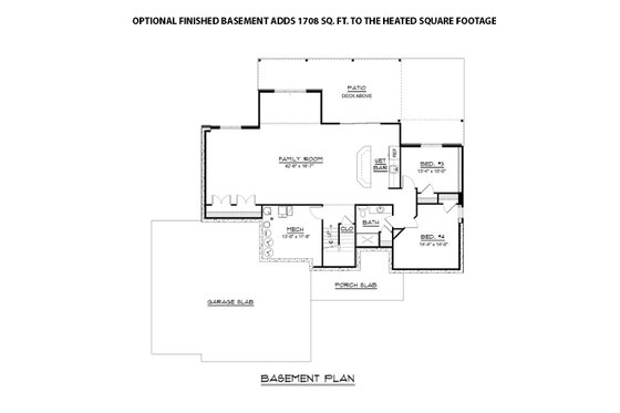Floor Plan - Lower Floor for Ranch House Plan #1064-86 - 2 bed, 2 bath