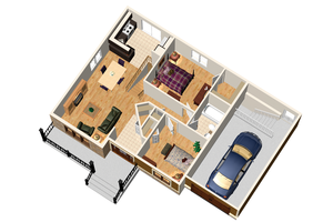Floor Plan - Main Floor 1 for Country House Plan #25-4537 - 2 bed, 1 bath