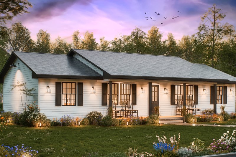Architectural House Design - Exterior - Front Elevation 5 for Ranch House Plan #54-616 - 4 bed, 2 bath