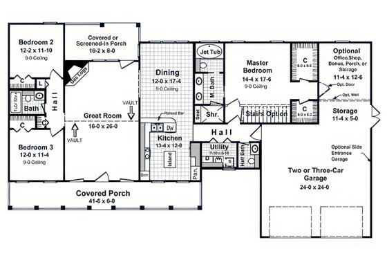 Floor Plan - Main Floor for Farmhouse House Plan #21-649 - 3 bed, 2.5 bath