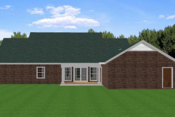 Exterior - Rear Elevation for Southern House Plan #44-153 - 3 bed, 2.5 bath