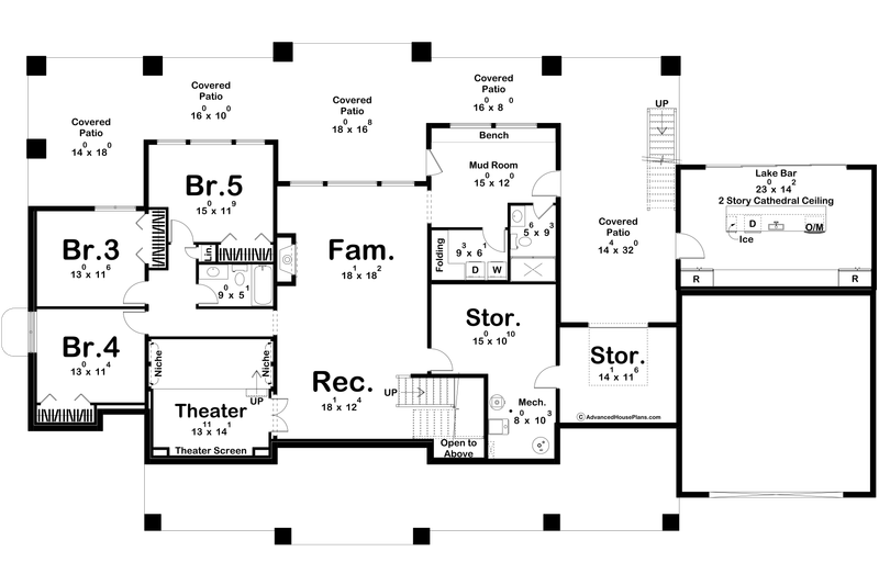 House Plan Design - Floor Plan - Lower Floor for Beach House Plan #455-494 - 2 bed, 2.5 bath