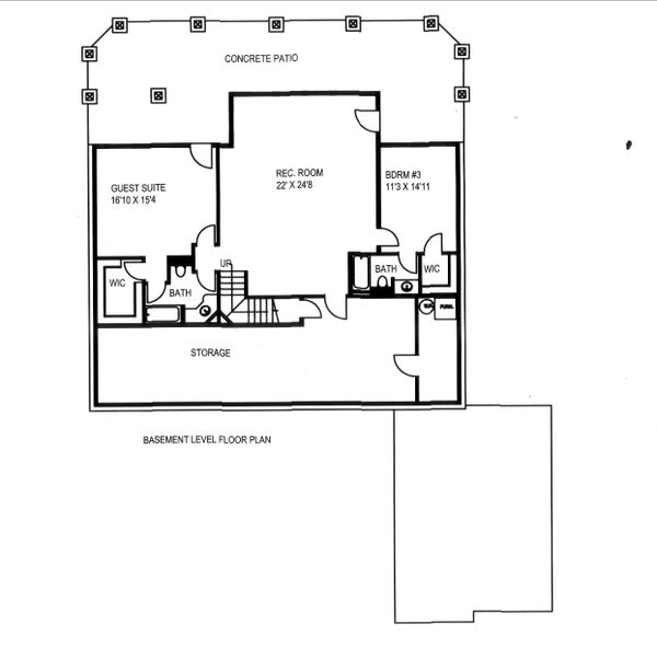 Craftsman Floor Plan - Lower Floor Plan #117-891