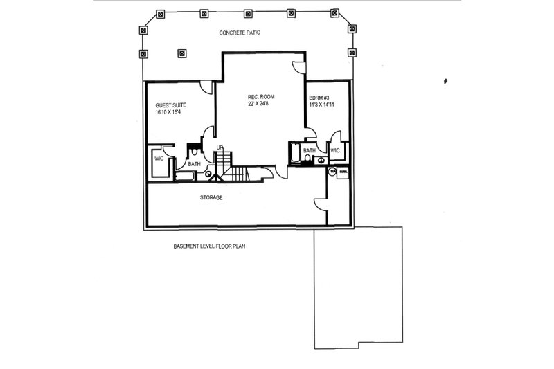 Architectural House Design - Floor Plan - Lower Floor for Craftsman House Plan #117-891 - 4 bed, 4 bath