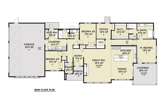 Floor Plan - Main Floor for Contemporary House Plan #1070-263 - 3 bed, 2.5 bath