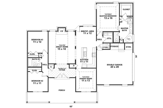 Floor Plan - Main Floor for Country House Plan #81-290 - 3 bed, 2 bath