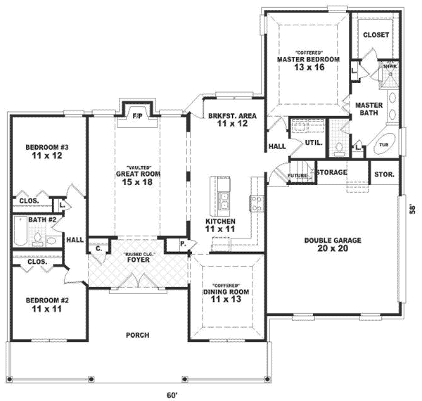 Floor Plan - Main Floor for Country House Plan #81-290 - 3 bed, 2 bath