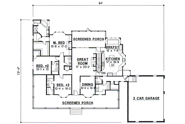 Country Floor Plan - Main Floor Plan #67-676