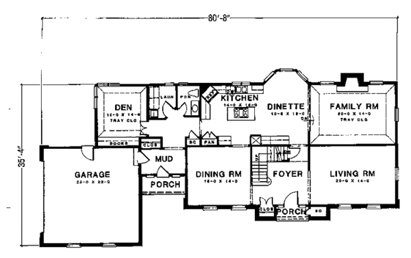 Architectural House Design - Classical Floor Plan - Main Floor Plan #1001-129