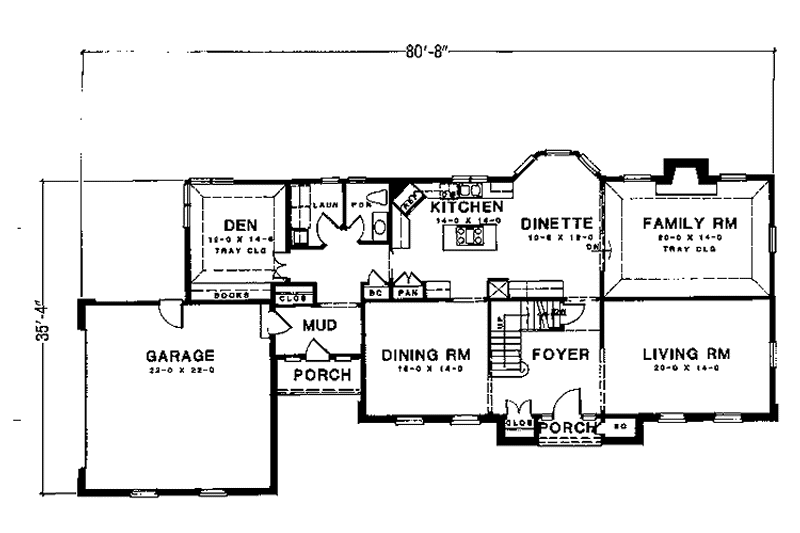 Home Plan - Floor Plan - Main Floor for Classical House Plan #1001-129 - 4 bed, 2.5 bath