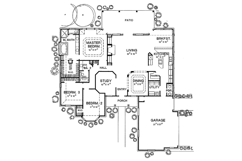 Home Plan - Floor Plan - Main Floor for Country House Plan #472-165 - 3 bed, 2.5 bath