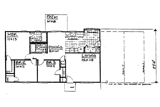 Floor Plan - Main Floor for Contemporary House Plan #30-249 - 3 bed, 2 bath
