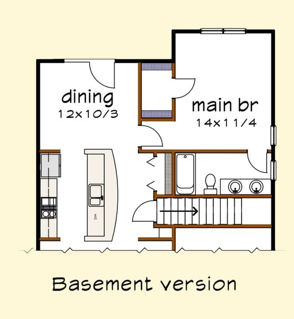House Design - Floor Plan - Lower Floor for Bungalow House Plan #79-160 - 3 bed, 2 bath