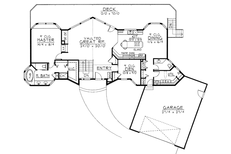 Home Plan - Floor Plan - Main Floor for European House Plan #1037-39 - 2 bed, 2.5 bath