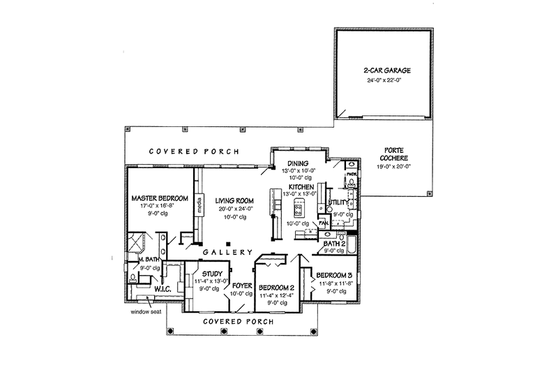 Architectural House Design - Floor Plan - Main Floor for Country House Plan #968-9 - 3 bed, 2.5 bath