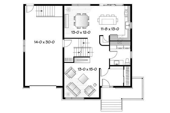 Floor Plan - Main Floor for Contemporary House Plan #23-2588 - 4 bed, 2.5 bath
