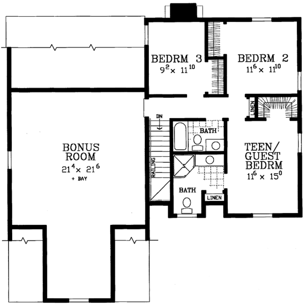 Colonial Floor Plan - Upper Floor Plan #72-1122