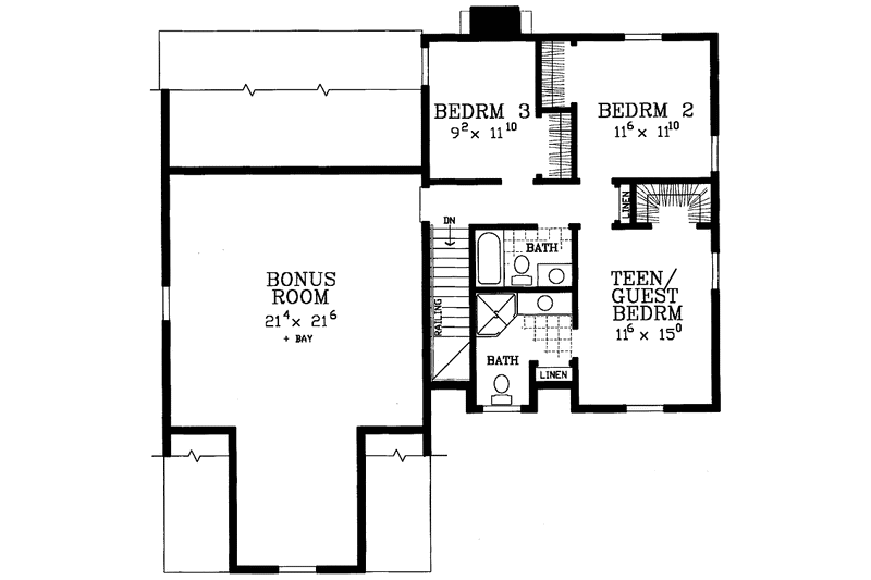 Home Plan - Floor Plan - Upper Floor for Colonial House Plan #72-1122 - 4 bed, 3.5 bath