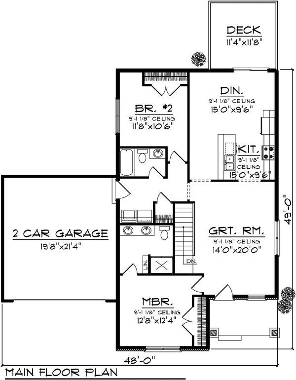 House Plan Design - Ranch Floor Plan - Main Floor Plan #70-1018