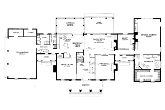 Floor Plan - Main Floor for Classical House Plan #137-113 - 4 bed, 4 bath