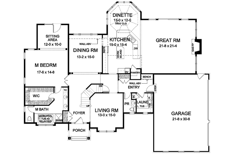 Architectural House Design - Floor Plan - Main Floor for Traditional House Plan #328-447 - 4 bed, 2.5 bath
