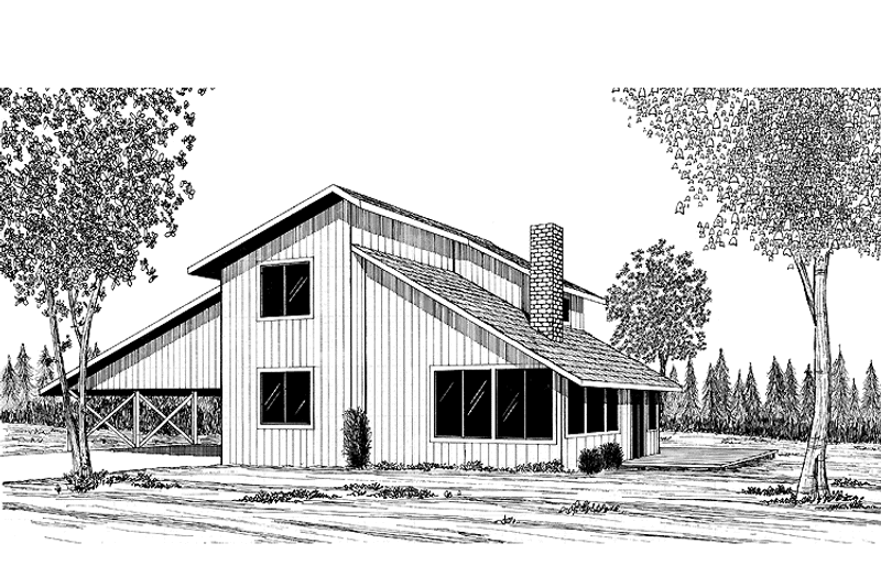 Dream House Plan - Exterior - Front Elevation 3 for Contemporary House Plan #60-884 - 3 bed, 2 bath