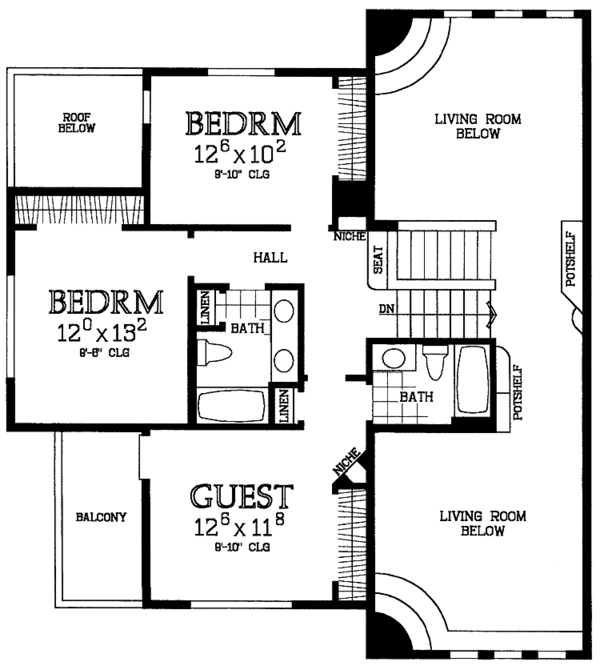 Architectural House Design - Adobe / Southwestern Floor Plan - Upper Floor Plan #72-1013