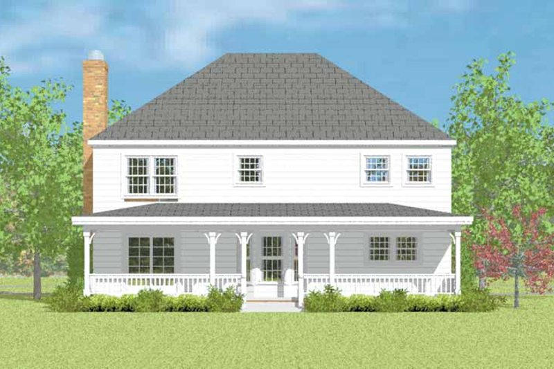 House Blueprint - Colonial Exterior - Rear Elevation Plan #72-1083