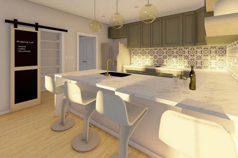 House Blueprint - Interior - Kitchen for Ranch House Plan #126-245 - 2 bed, 2 bath