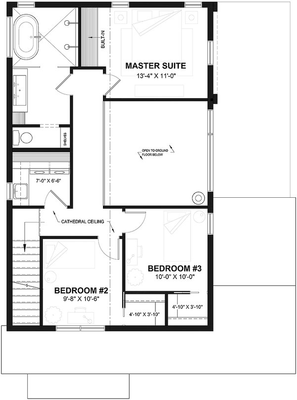 Home Plan - Floor Plan - Upper Floor for Country House Plan #23-2806 - 3 bed, 1.5 bath