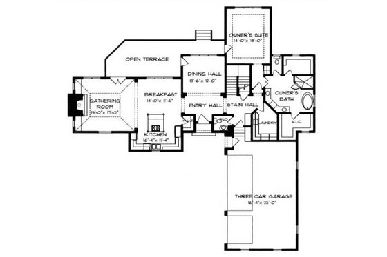 Floor Plan - Main Floor for European House Plan #413-112 - 4 bed, 3 bath