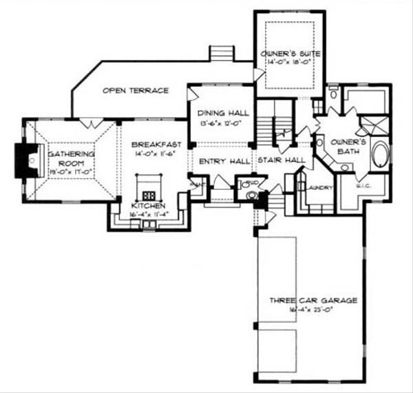 House Blueprint - European Floor Plan - Main Floor Plan #413-112