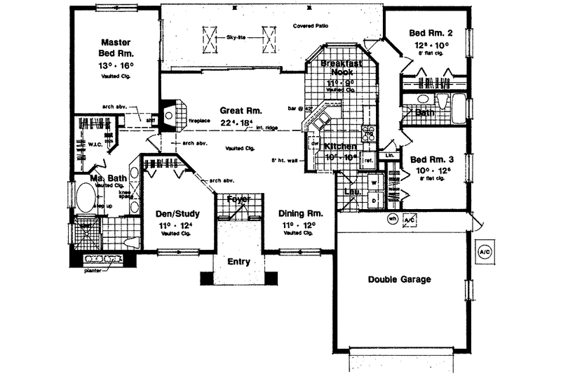 House Blueprint - Floor Plan - Main Floor for Ranch House Plan #417-775 - 3 bed, 2 bath