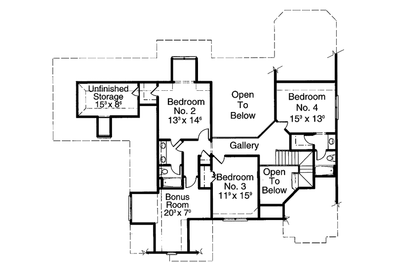 Home Plan - Floor Plan - Upper Floor for Country House Plan #429-222 - 3 bed, 3.5 bath