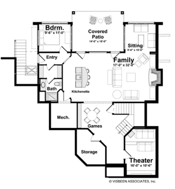 Architectural House Design - Prairie Floor Plan - Lower Floor Plan #928-226