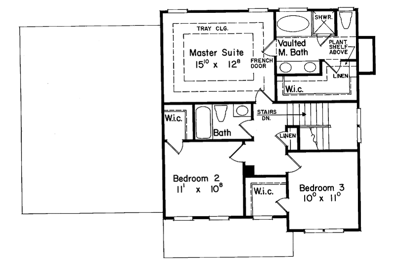 Home Plan - Floor Plan - Upper Floor for Colonial House Plan #927-220 - 3 bed, 2.5 bath